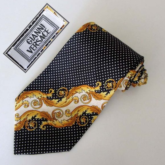 Versace Other - VERSACE Baroque Polka Dot neck tie Spain 100% silk